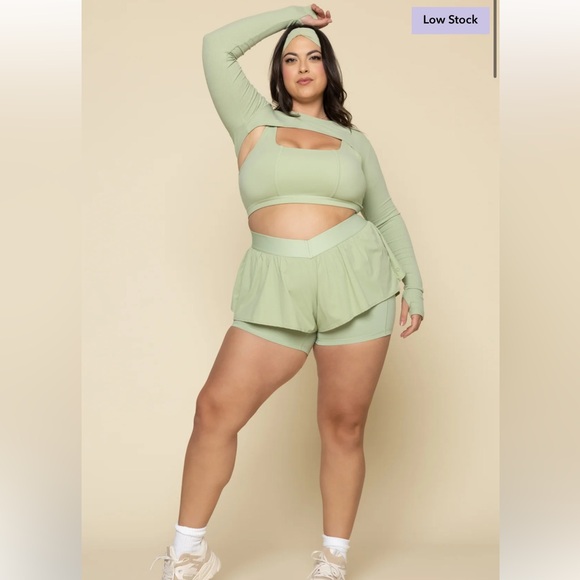 POPFLEX Pants - POPFLEX Light Green Athletic Shorts
